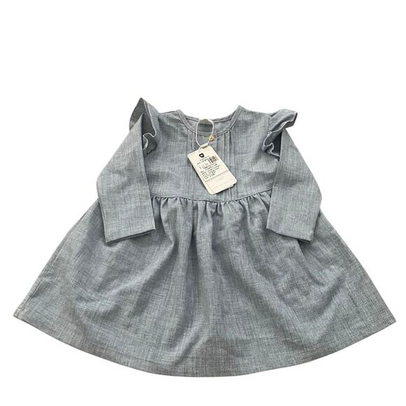 Vintage NWT Korango Kid's Blue Button Front Frilled Dress Size 6-12M - Picture 1 of 5